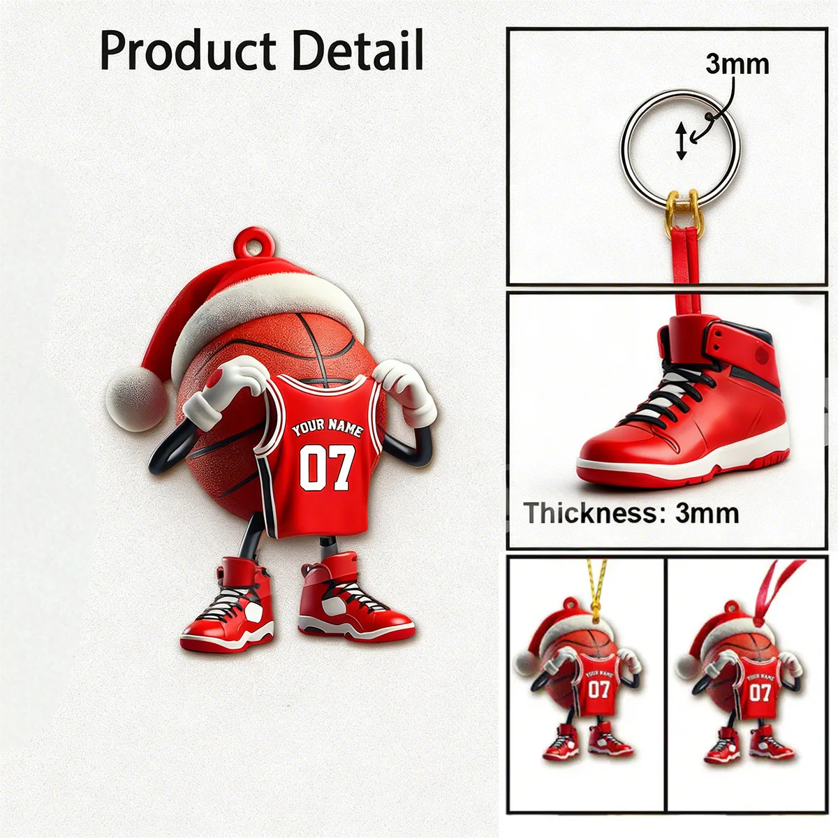 Custom Name Basketball Personalized Acrylic Ornament Basketball Lover Christmas Gift - Image 5
