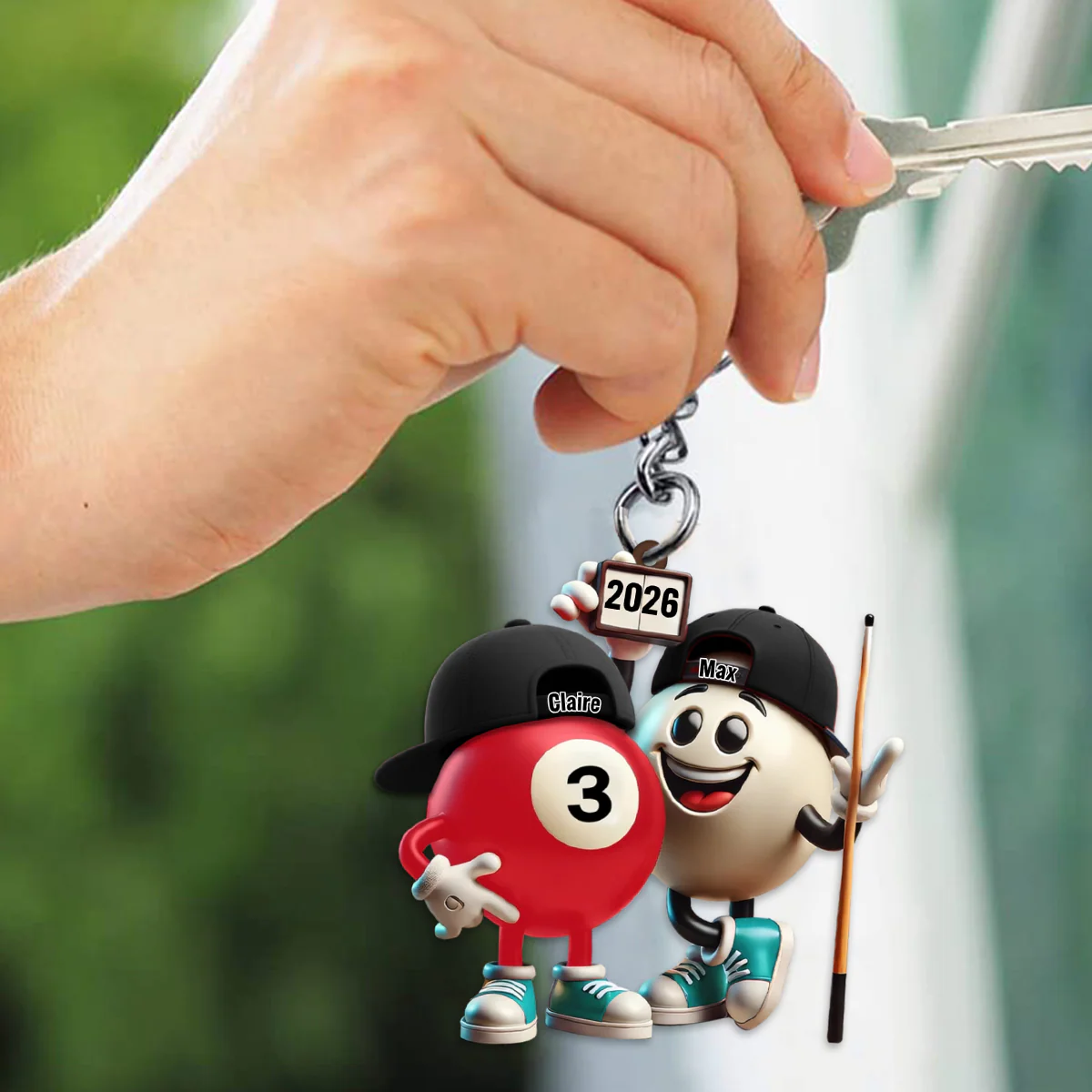Custom Name Billiard Couple Keychain, Billiard Lover Gift - Image 6