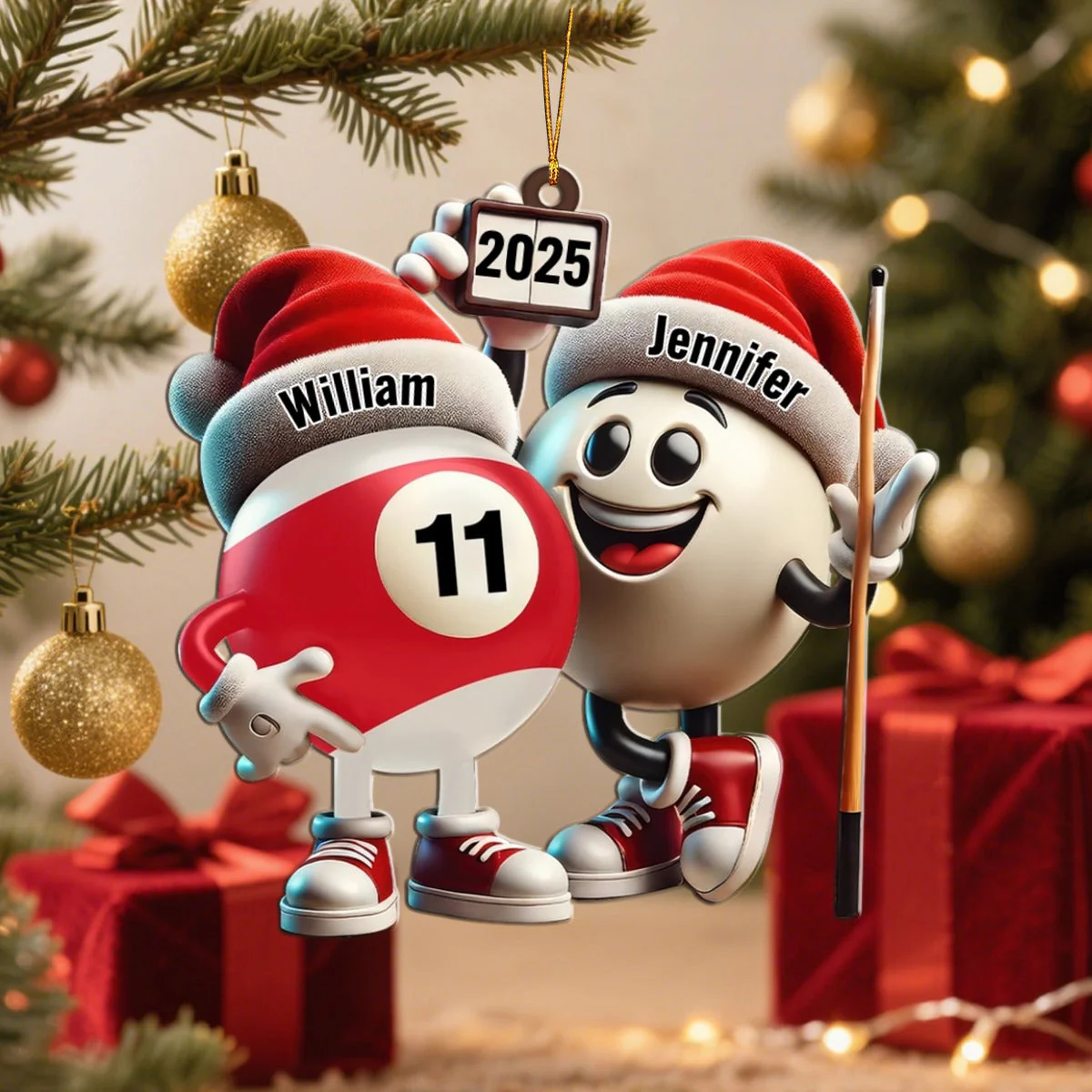 Custom Name Billiard Couple Ornament, Billiard Lover Christmas Gift - Image 2