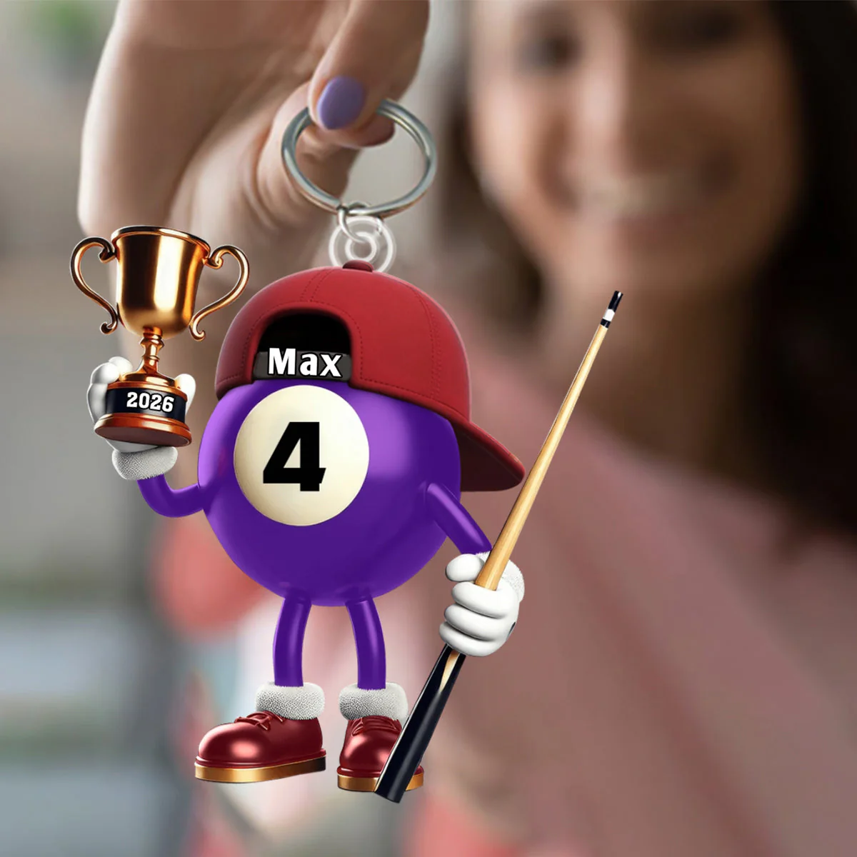 Custom Name Billiard Keychain, Billiard Lover Gift - Image 2