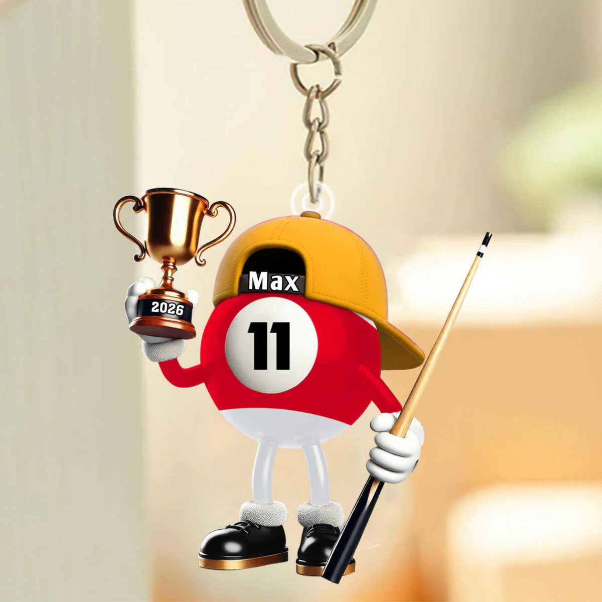 Custom Name Billiard Keychain, Billiard Lover Gift - Image 3