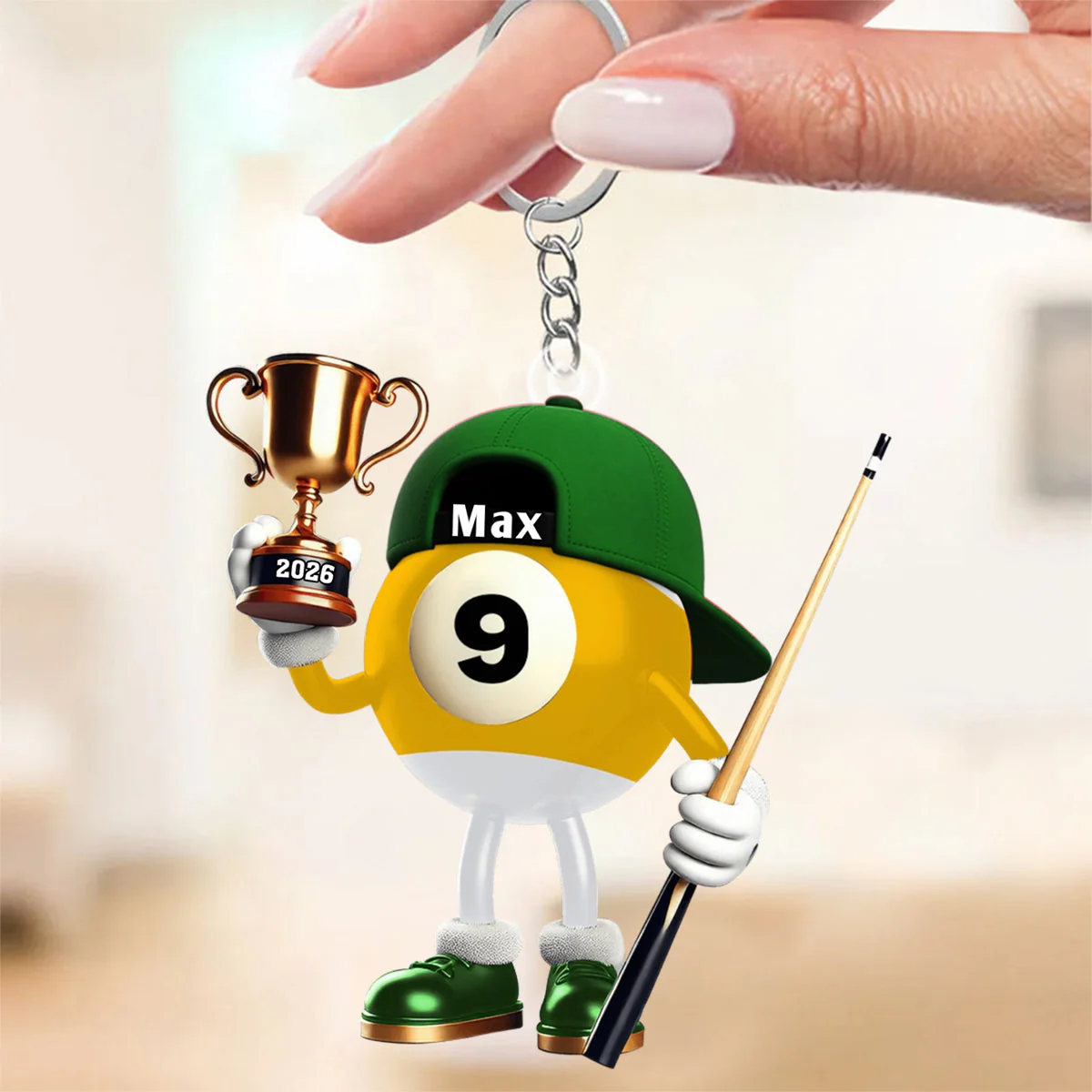 Custom Name Billiard Keychain, Billiard Lover Gift - Image 4