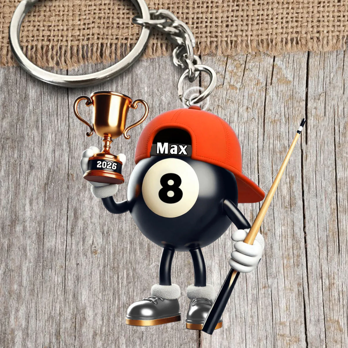 Custom Name Billiard Keychain, Billiard Lover Gift - Image 6