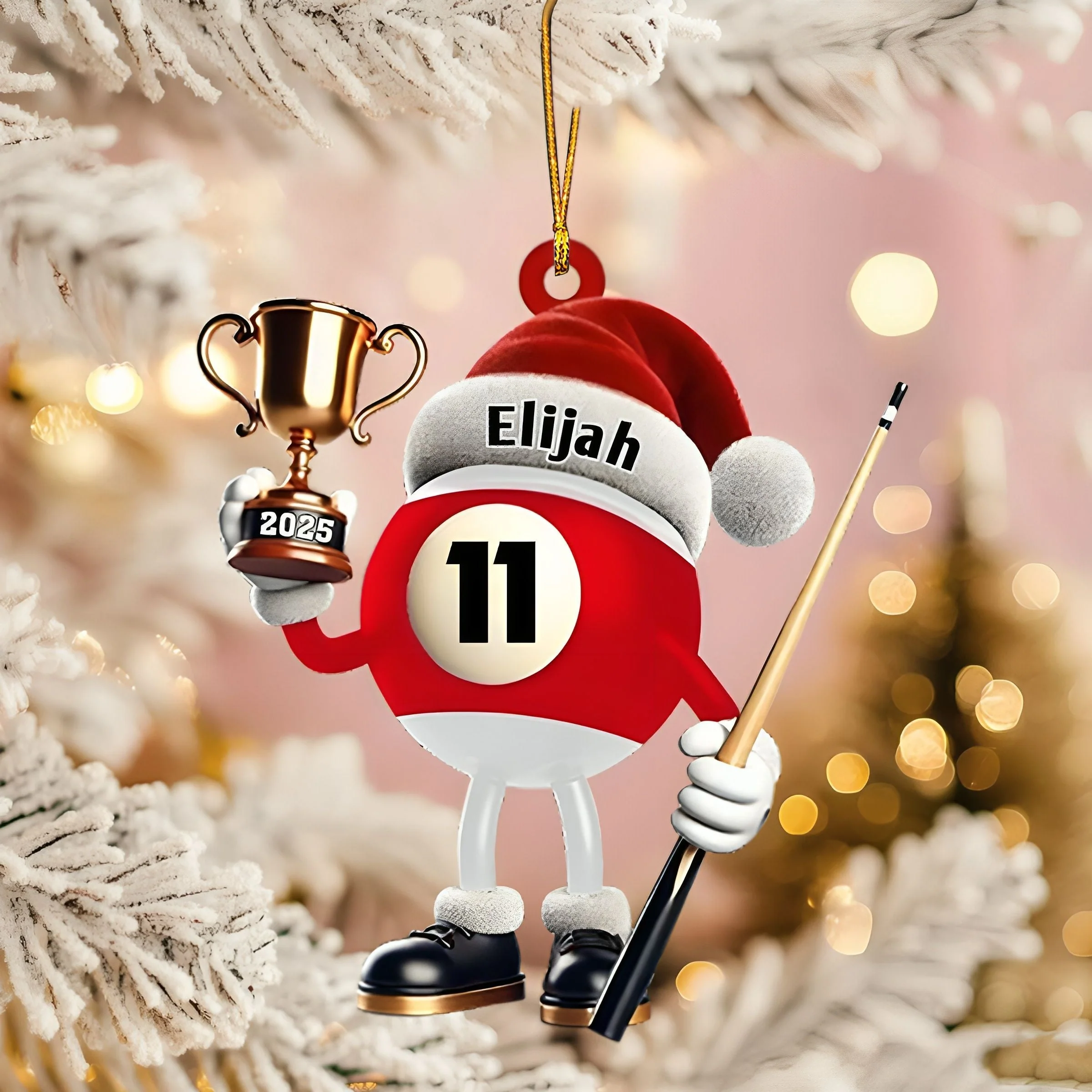 Custom Name Billiard Ornament, Billiard Lover Christmas Gift - Image 2