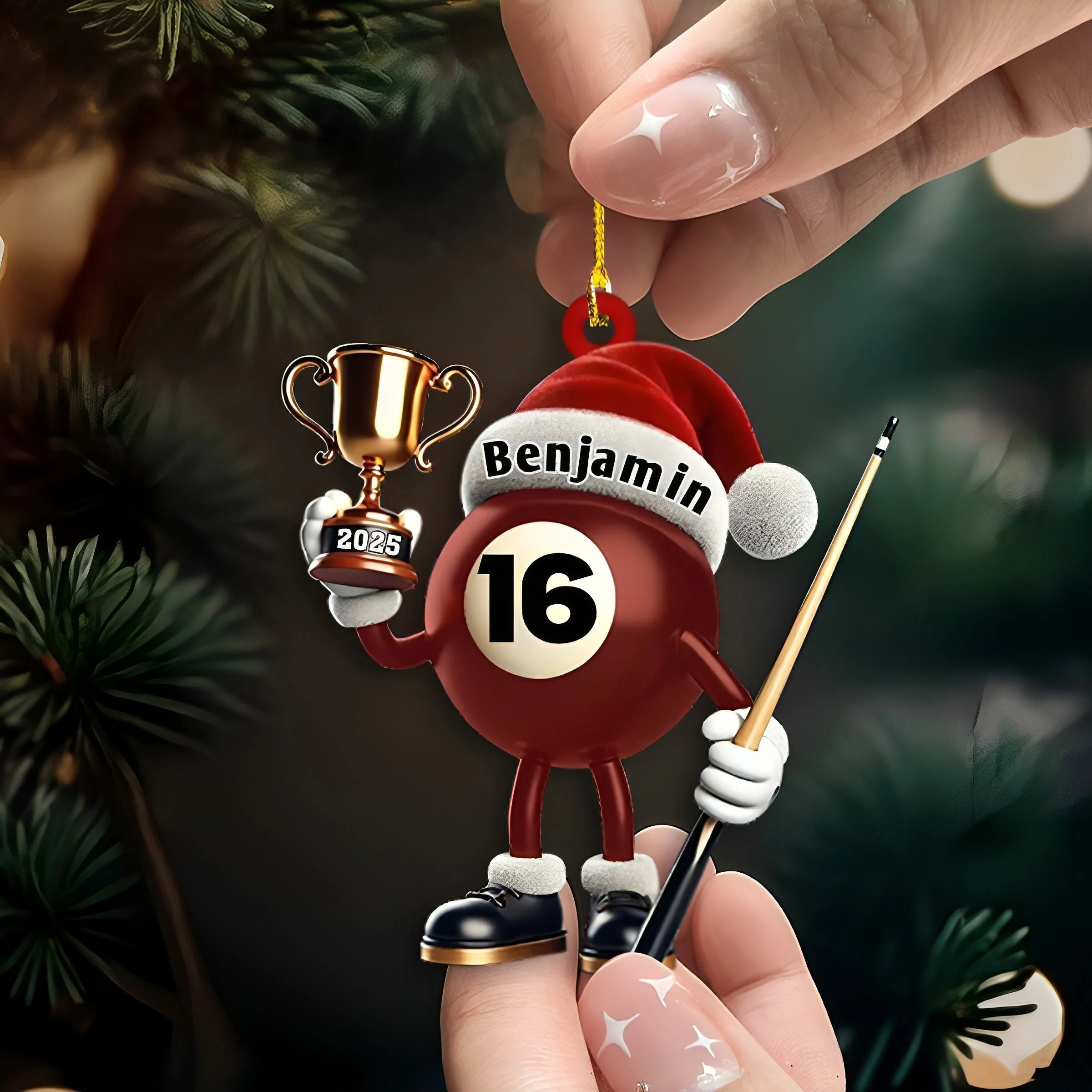 Custom Name Billiard Ornament, Billiard Lover Christmas Gift - Image 4