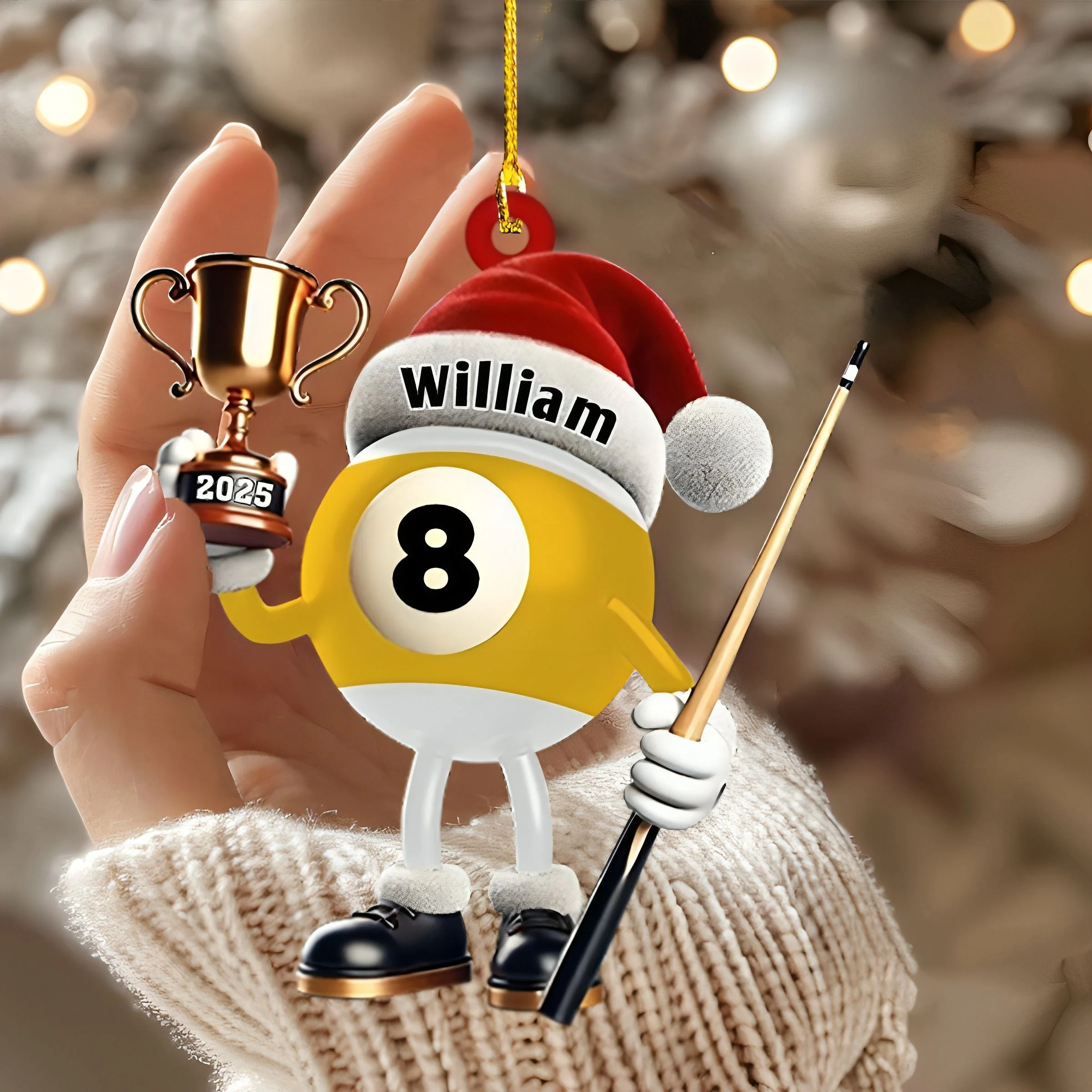 Custom Name Billiard Ornament, Billiard Lover Christmas Gift - Image 5