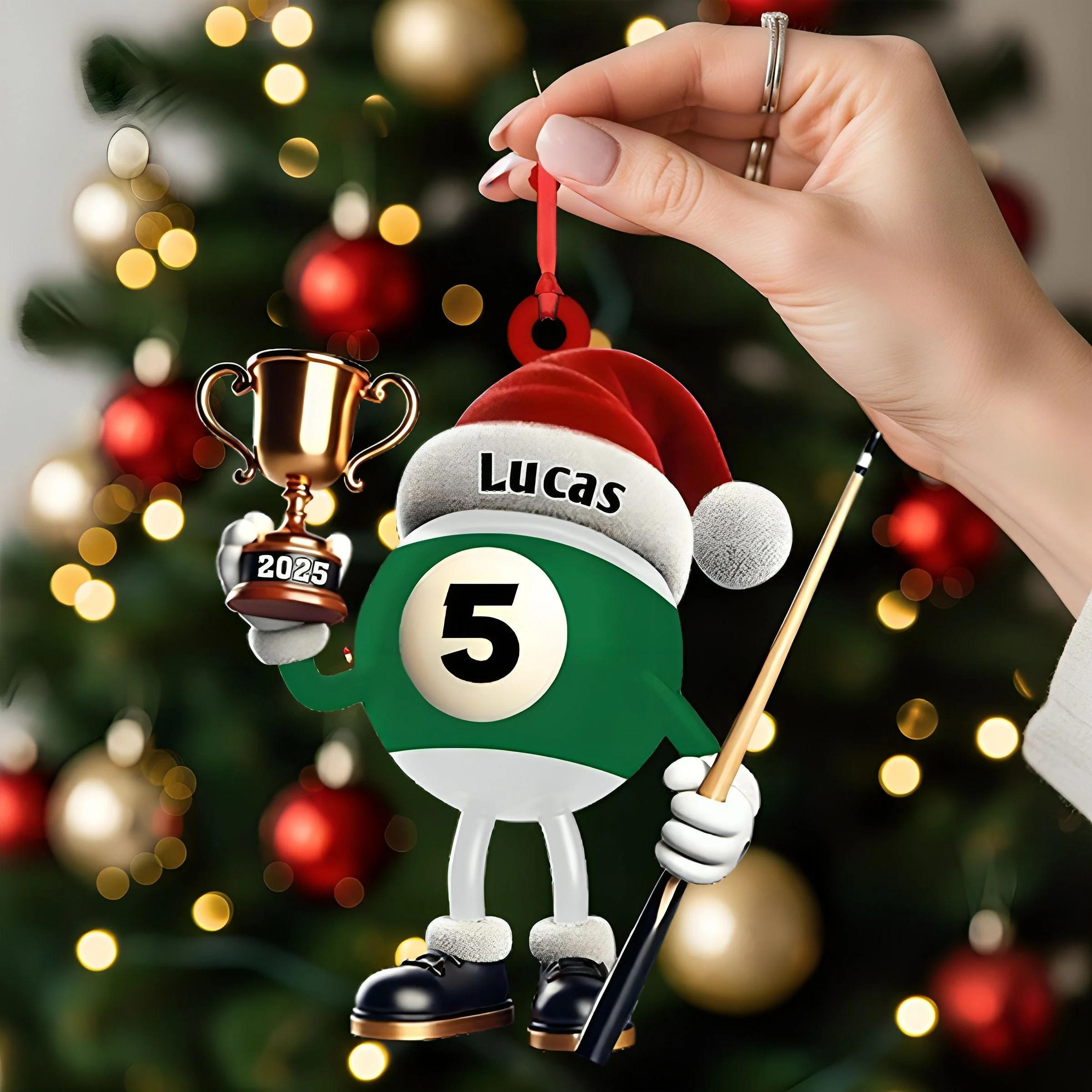 Custom Name Billiard Ornament, Billiard Lover Christmas Gift - Image 6