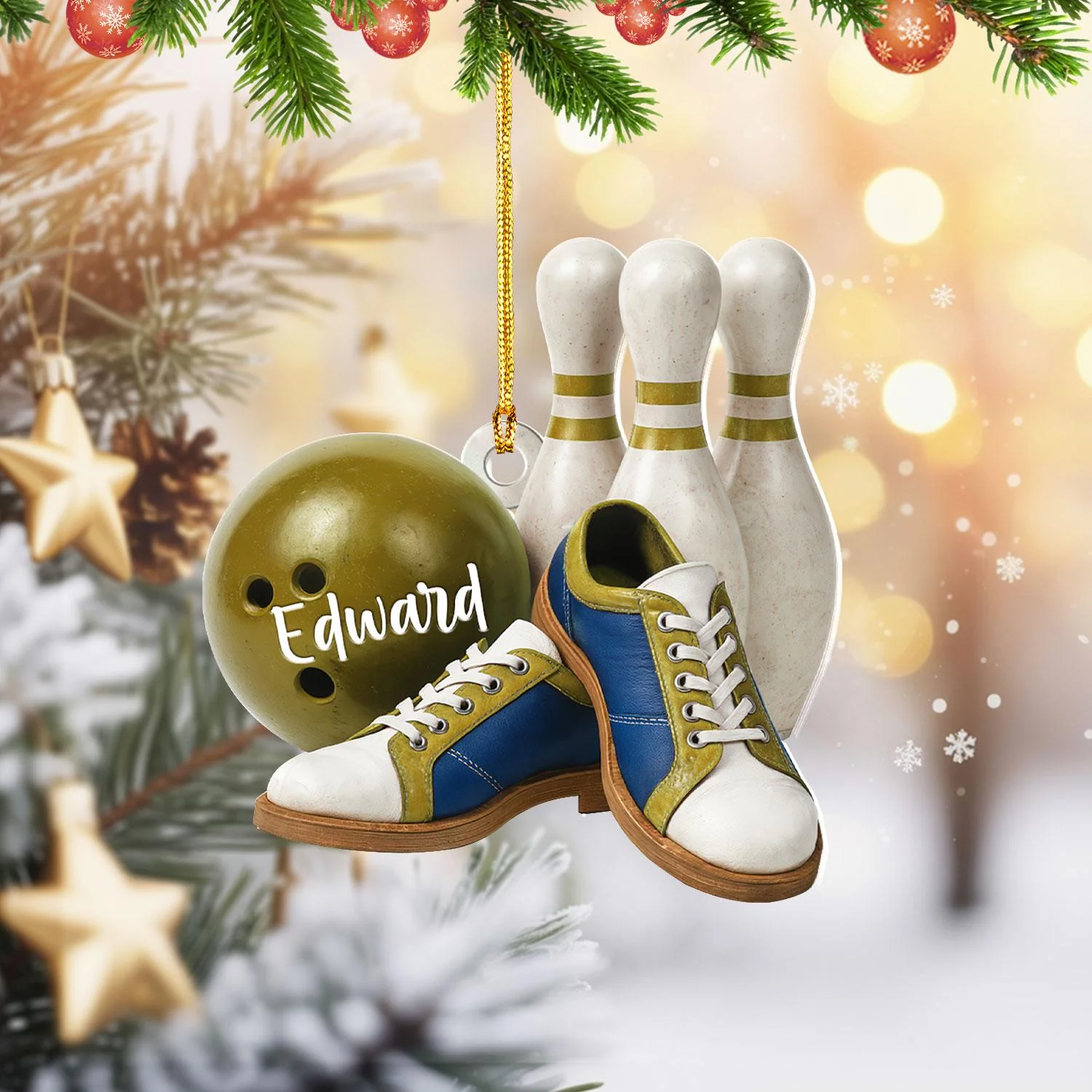 Custom Name Bowling Ornament, Personalized Christmas Gift For Bowling Lover - Image 2