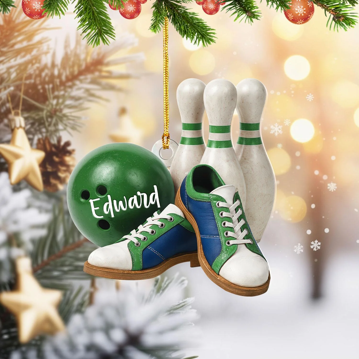 Custom Name Bowling Ornament, Personalized Christmas Gift For Bowling Lover - Image 4