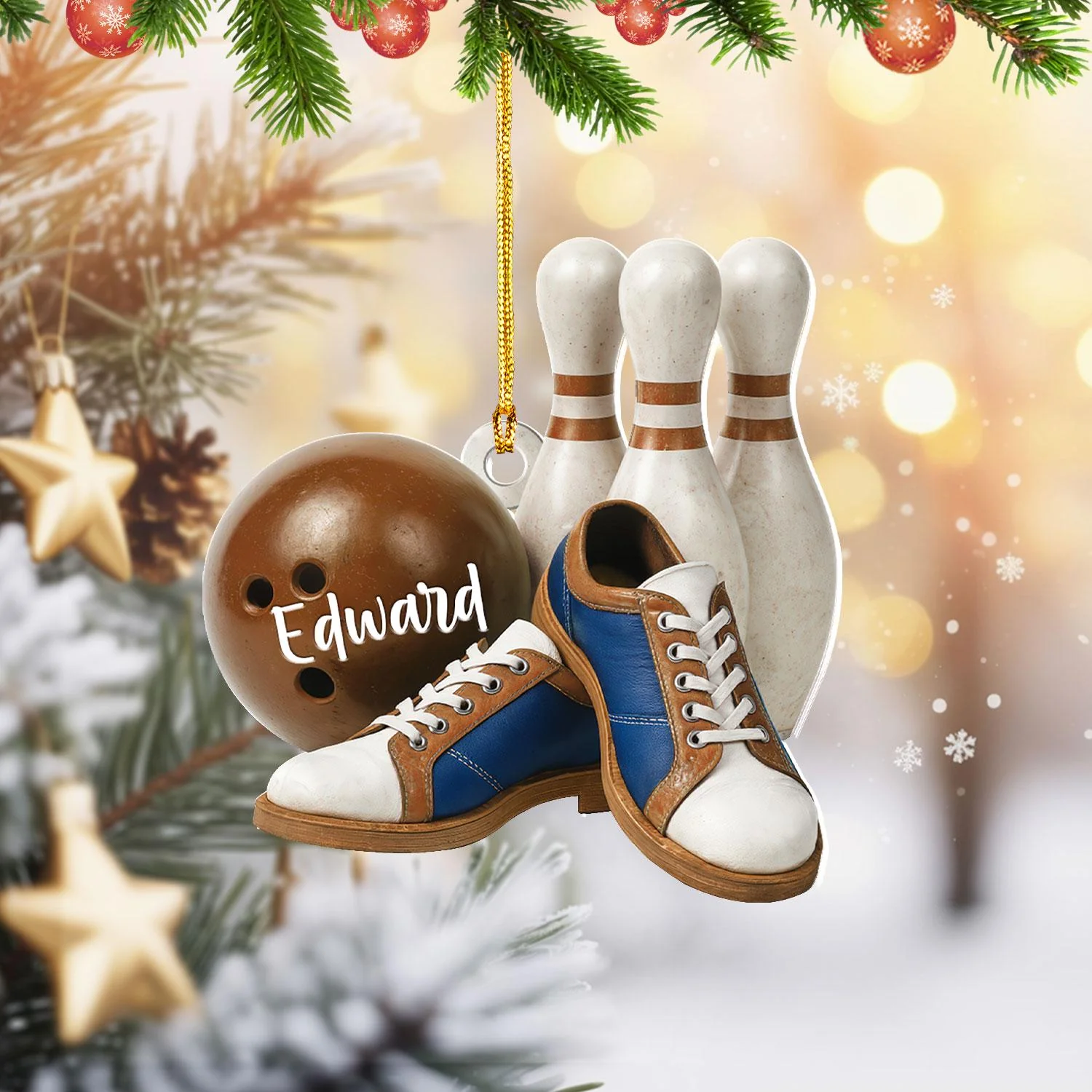 Custom Name Bowling Ornament, Personalized Christmas Gift For Bowling Lover - Image 5