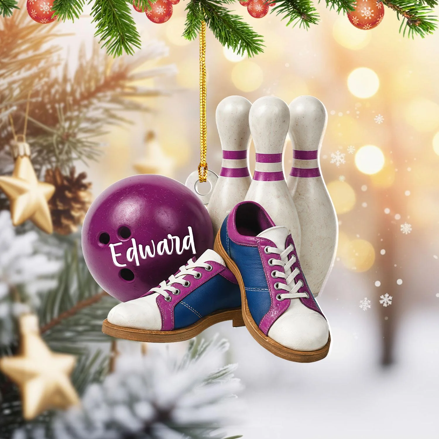 Custom Name Bowling Ornament, Personalized Christmas Gift For Bowling Lover - Image 6