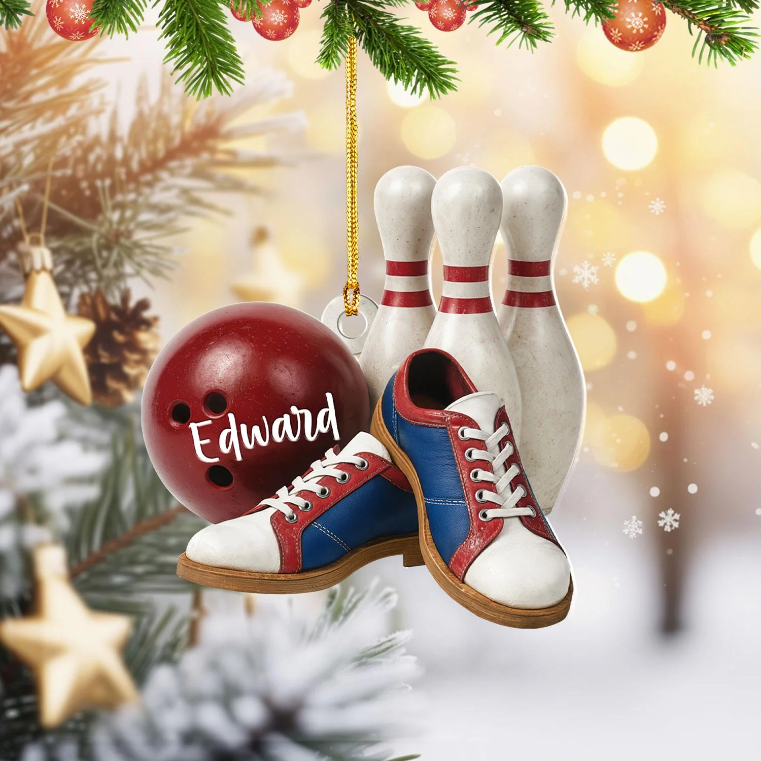Custom Name Bowling Ornament, Personalized Christmas Gift For Bowling Lover - Image 7