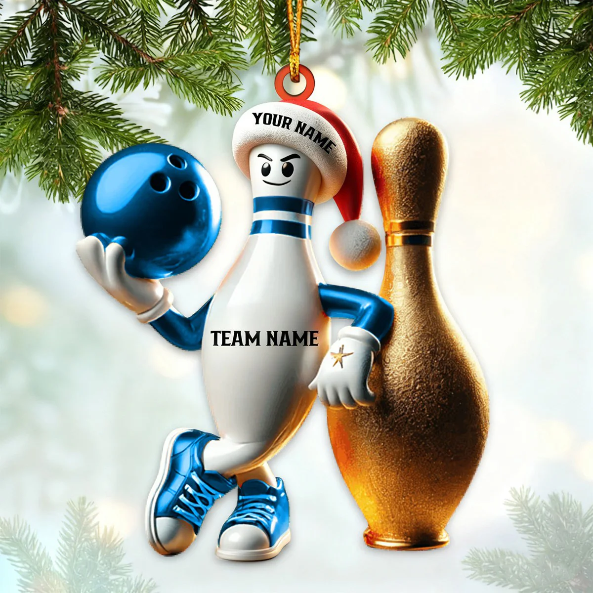 Custom Name Bowling Personalized Acrylic Ornament Christmas Gift for Bowling Lover - Image 2