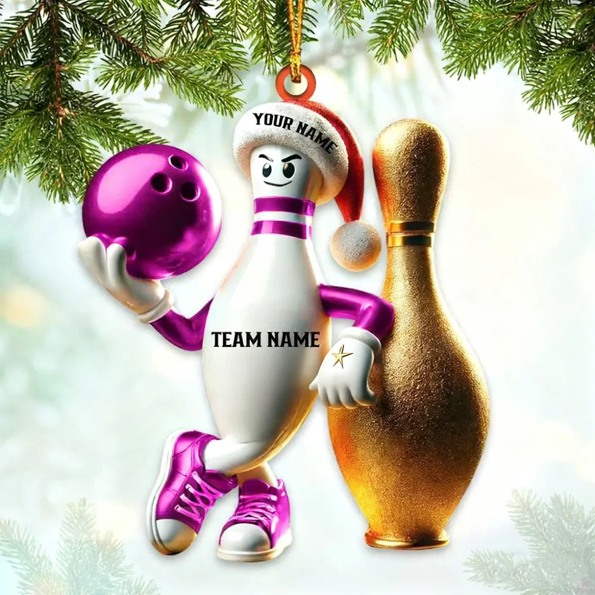Custom Name Bowling Personalized Acrylic Ornament Christmas Gift for Bowling Lover - Image 4