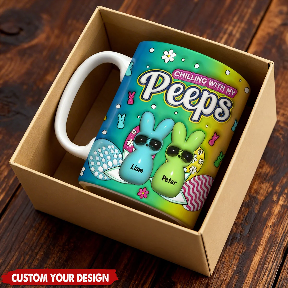 Custom Name Chilling With My Bunny Easter Accent Mug - Personalized Mug For Easter - Image 2
