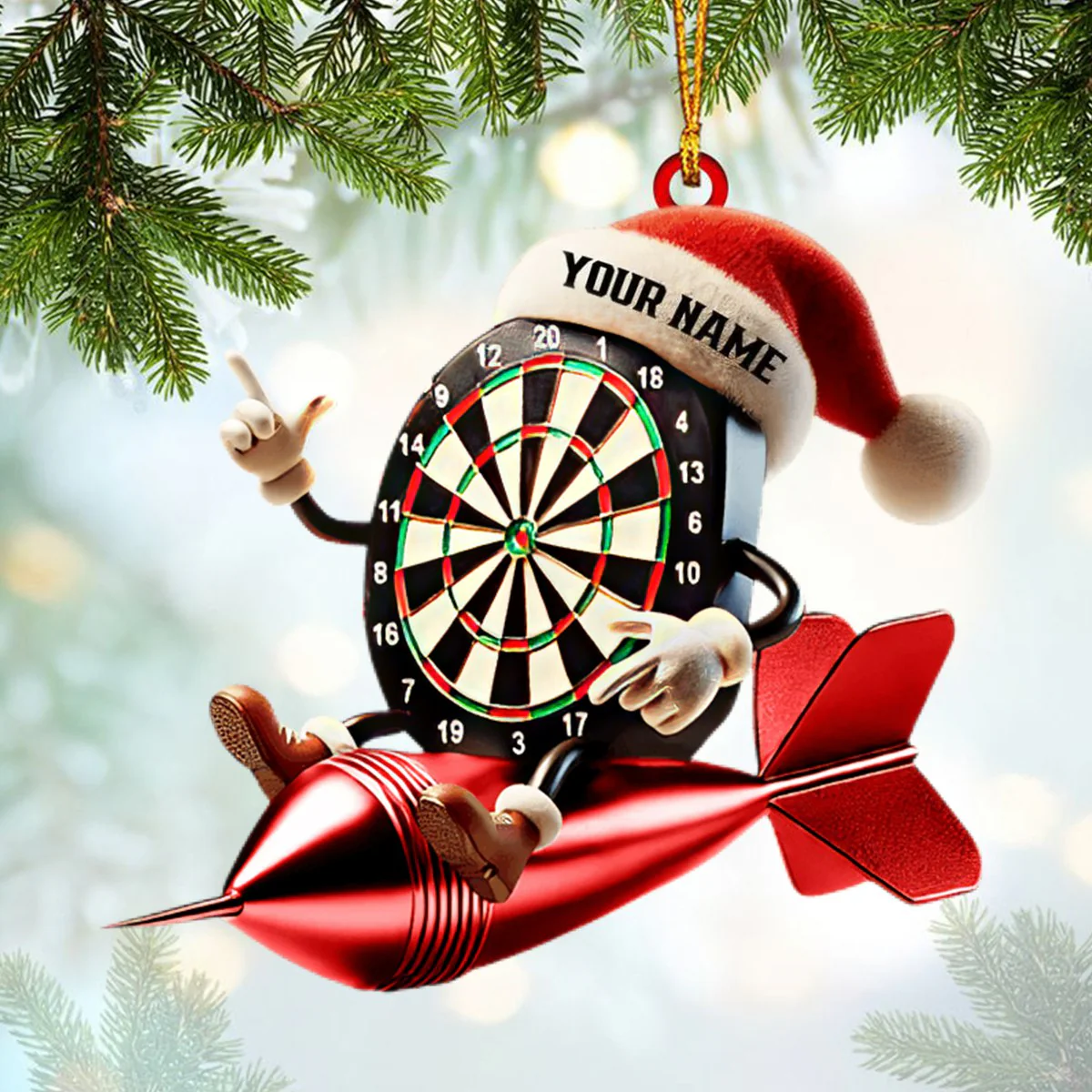 Custom Name Dart Personalized Acrylic Ornament Dart Lover Christmas Gift - Image 3