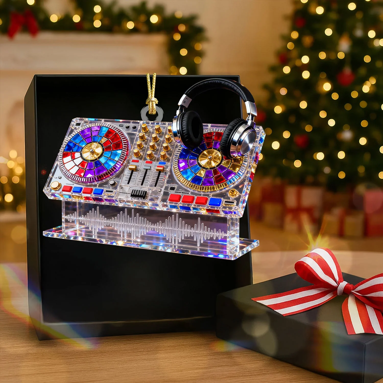 Custom Name Disc Jokey Stained Glass Effect Acrylic Christmas Ornament, Gift For DJ - Image 8