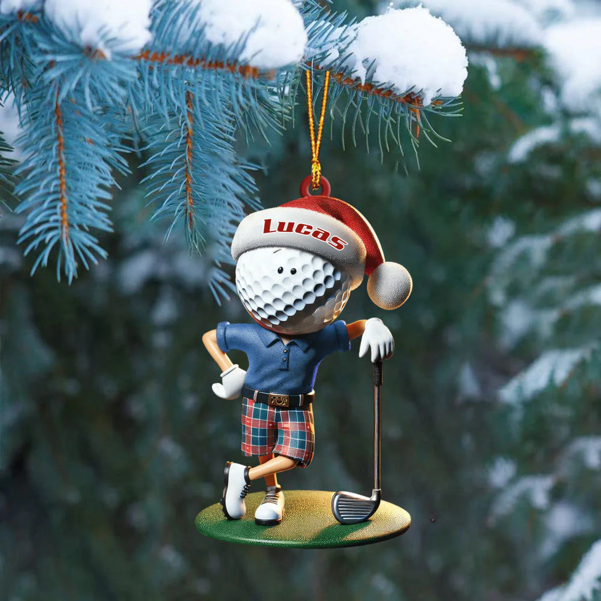 Custom Name Golf Santa Ornament, Golf Lover Christmas Gift - Image 2