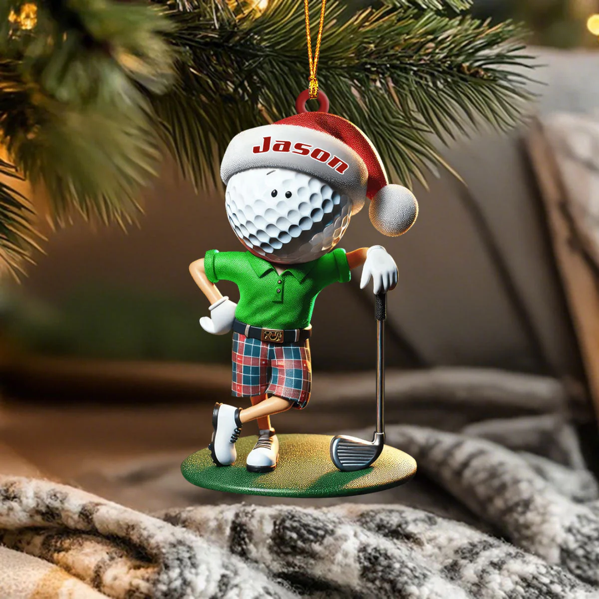 Custom Name Golf Santa Ornament, Golf Lover Christmas Gift - Image 3