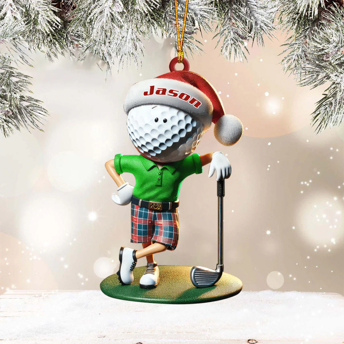 Custom Name Golf Santa Ornament, Golf Lover Christmas Gift - Image 5