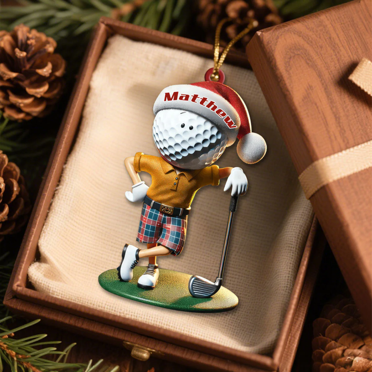 Custom Name Golf Santa Ornament, Golf Lover Christmas Gift - Image 6