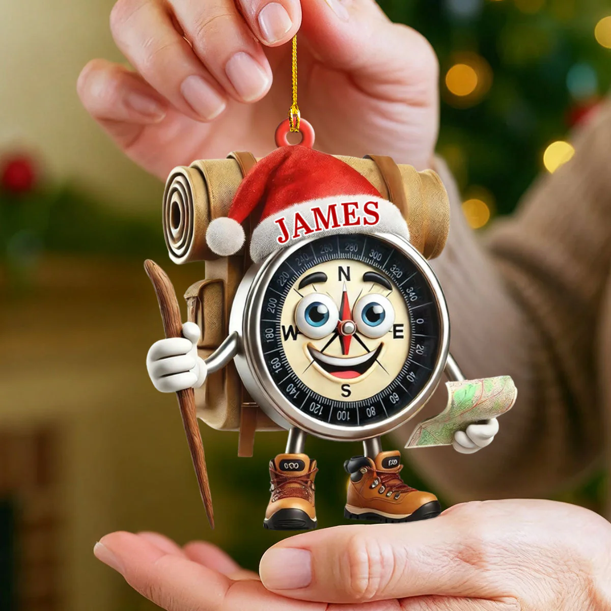 Custom Name Hiking Gift,Personalized Hiking Lover Compass Christmas Ornament - Image 3