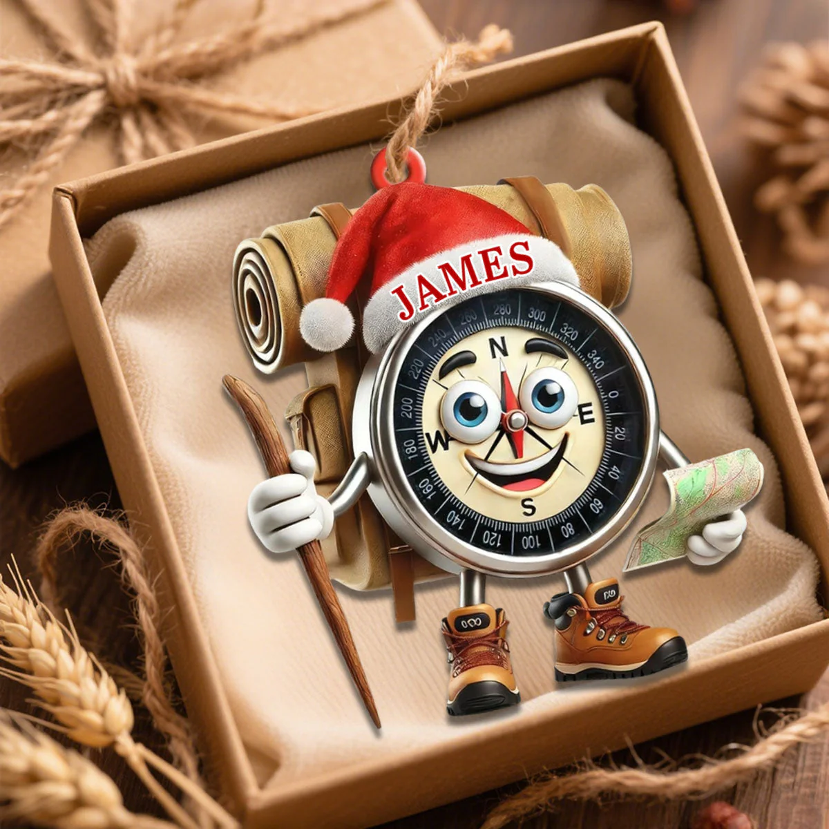 Custom Name Hiking Gift,Personalized Hiking Lover Compass Christmas Ornament - Image 4