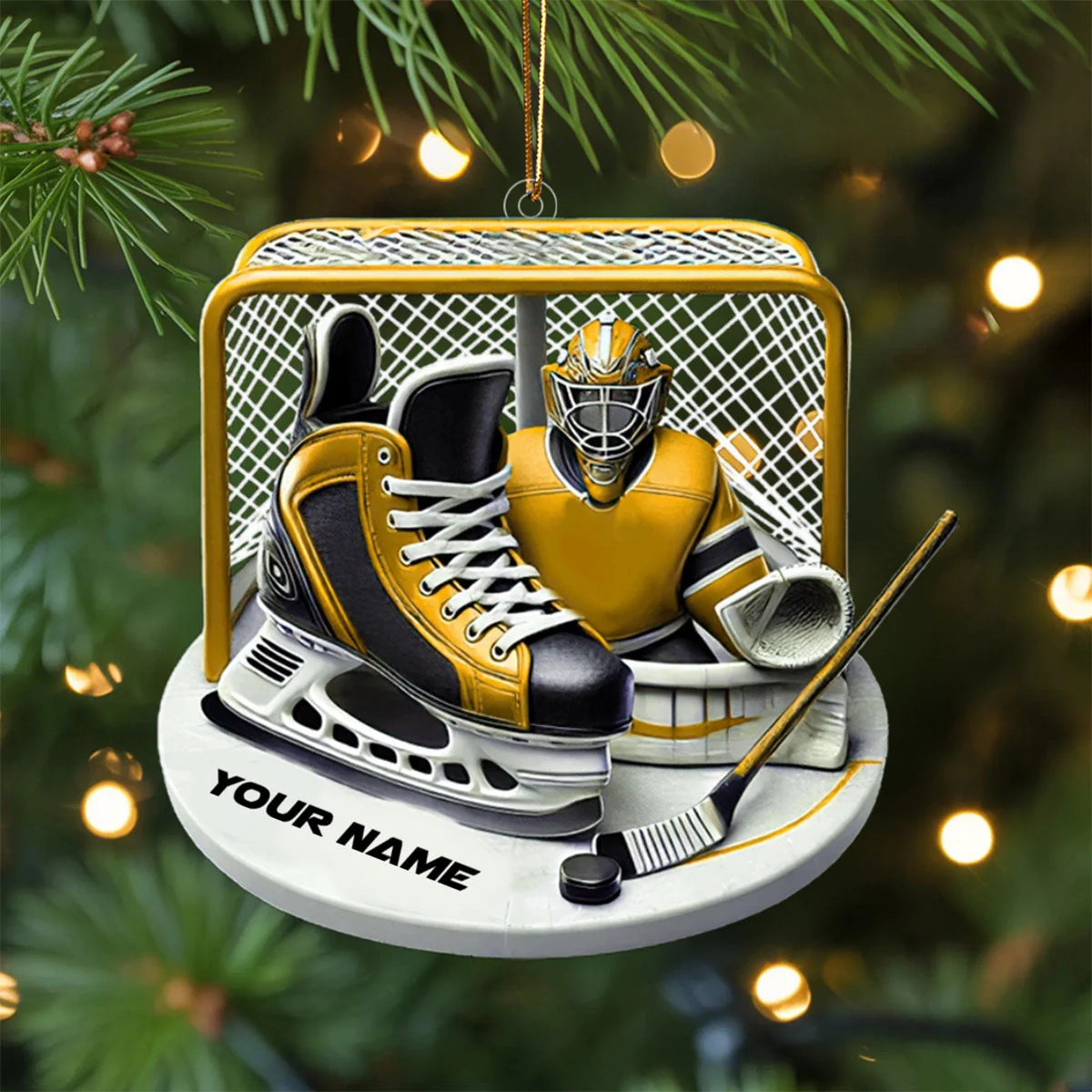 Custom Name Ice Hockey Ornament, Christmas Gift Decoration - Image 2