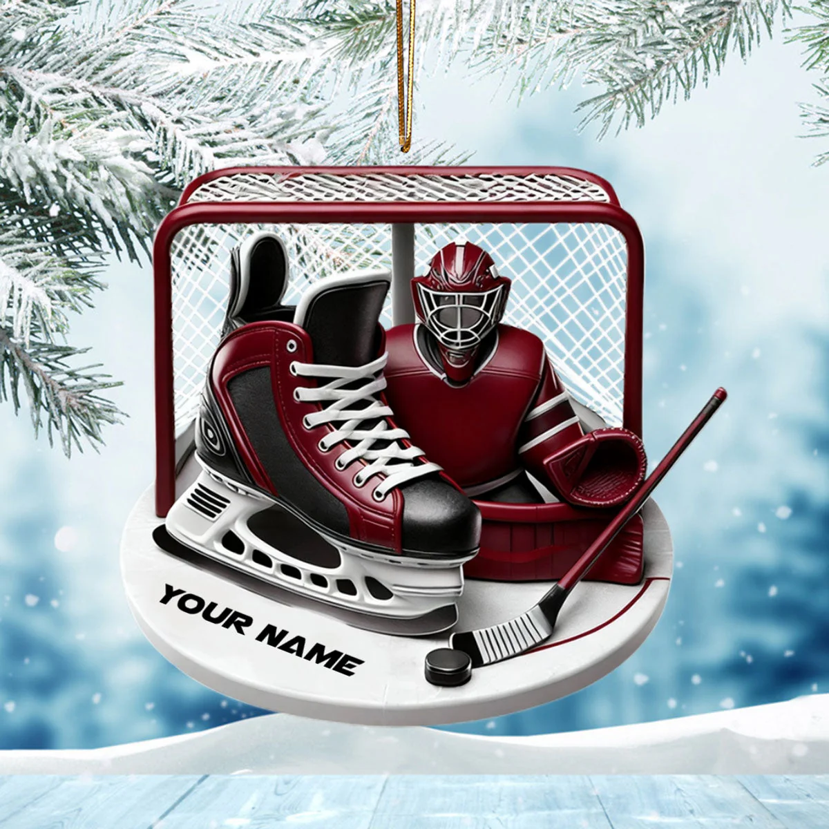 Custom Name Ice Hockey Ornament, Christmas Gift Decoration - Image 3