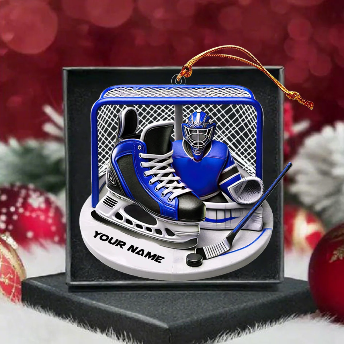 Custom Name Ice Hockey Ornament, Christmas Gift Decoration - Image 4