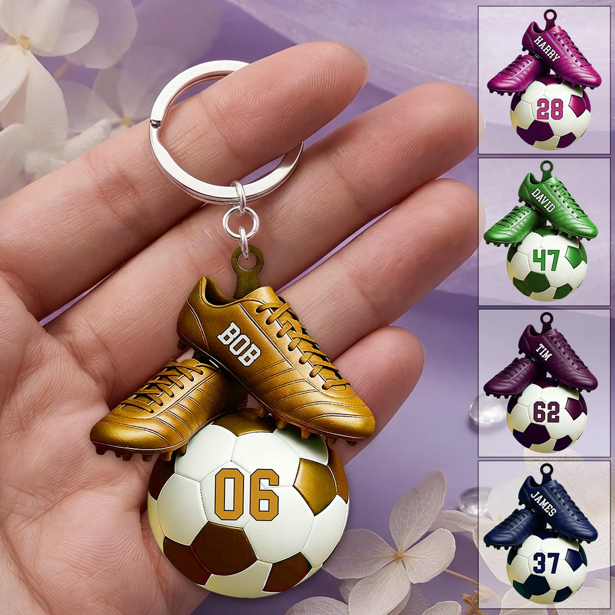 Custom Name & Jersey Number Personalized Keychian for Soccer Lover - Image 2