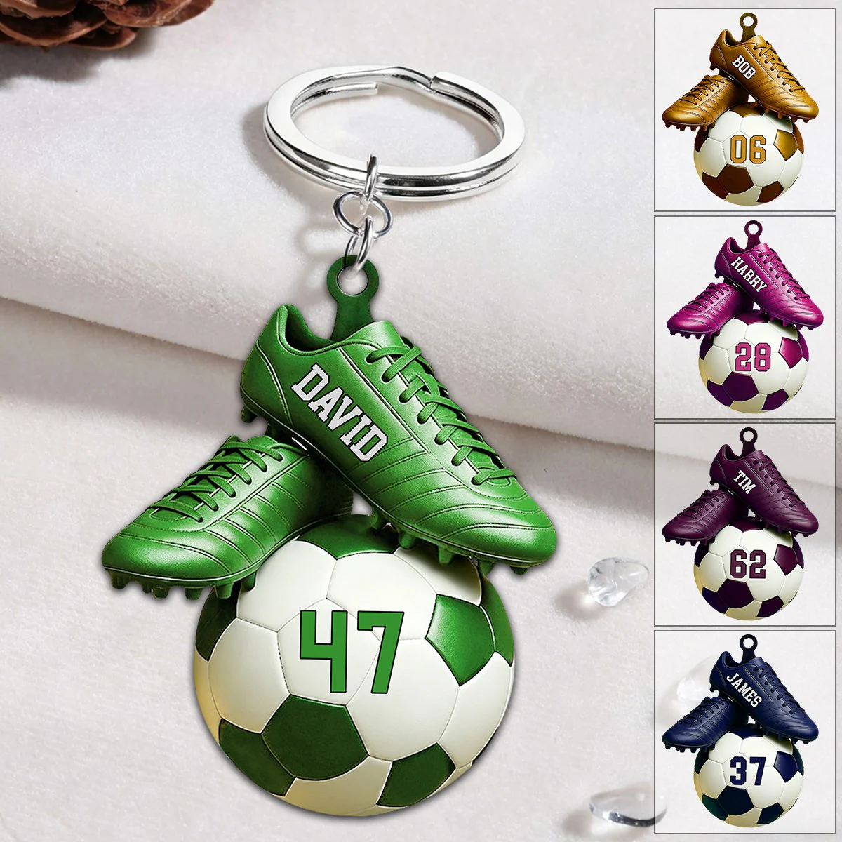 Custom Name & Jersey Number Personalized Keychian for Soccer Lover - Image 3