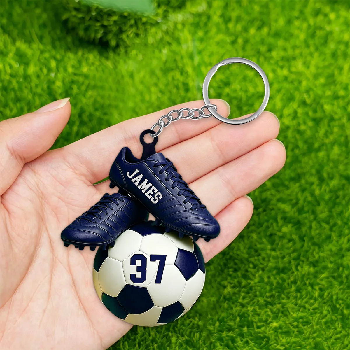 Custom Name & Jersey Number Personalized Keychian for Soccer Lover - Image 5