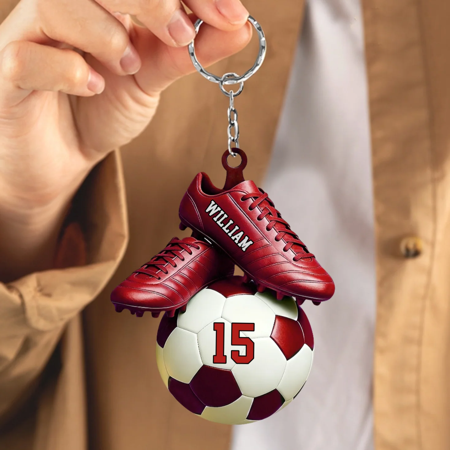 Custom Name & Jersey Number Personalized Keychian for Soccer Lover - Image 6