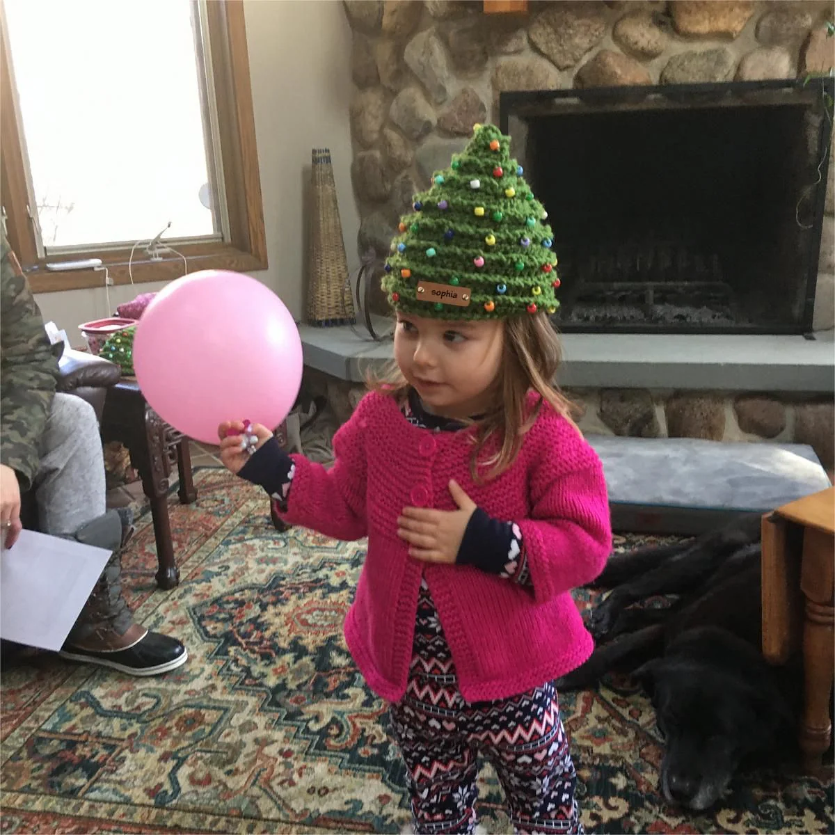 Custom Name Leather Patch Christmas Tree Personalized Knitted Hat - Image 7