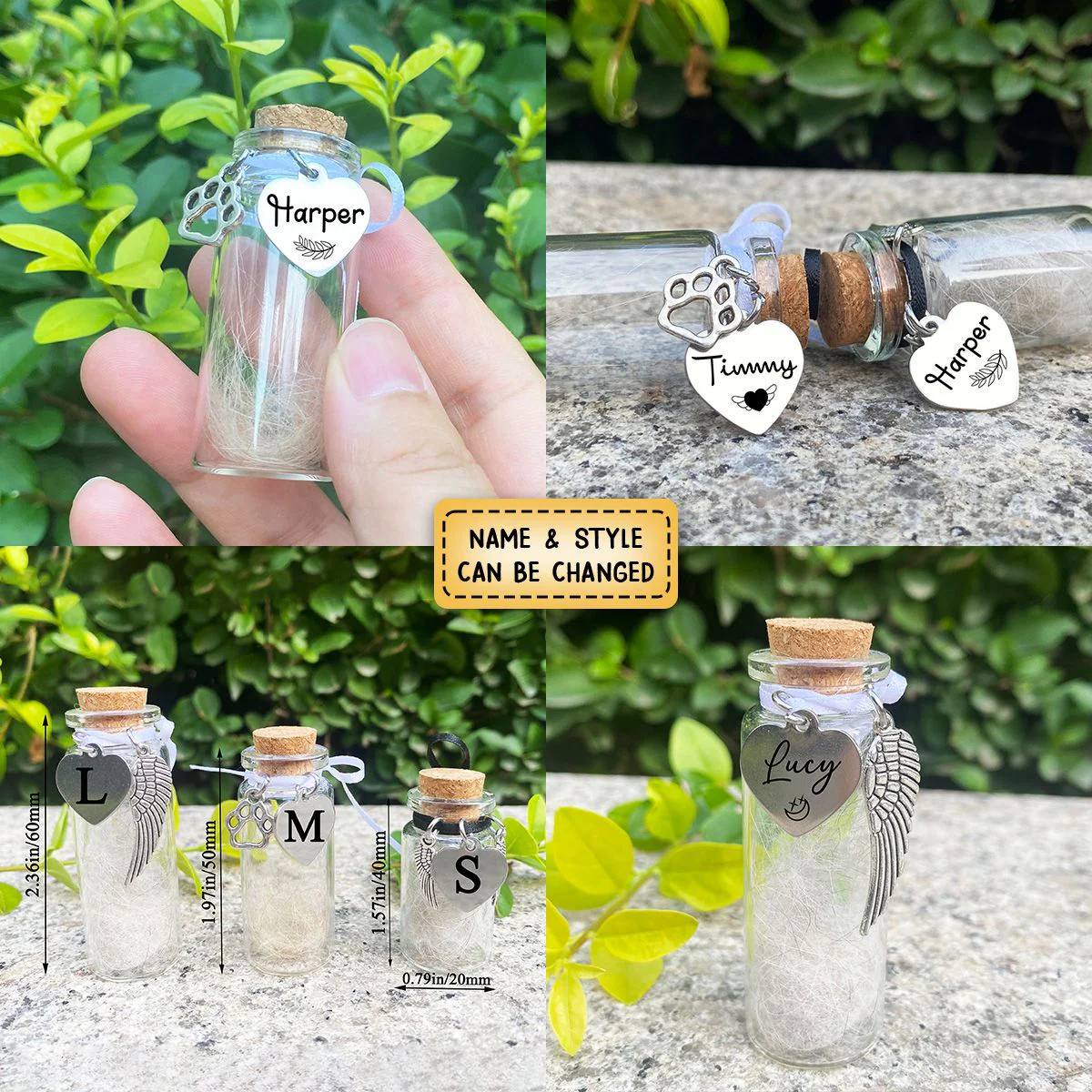 Custom Name Pet Fur Memorial Jar Personalized Gift - Image 5