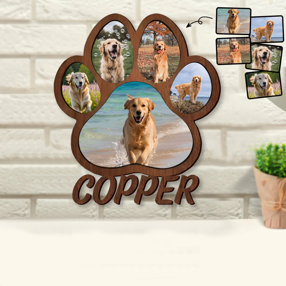 Custom Name Photo Personalized Paw Shape Picture Frame Gift For Dog Lover - Image 2