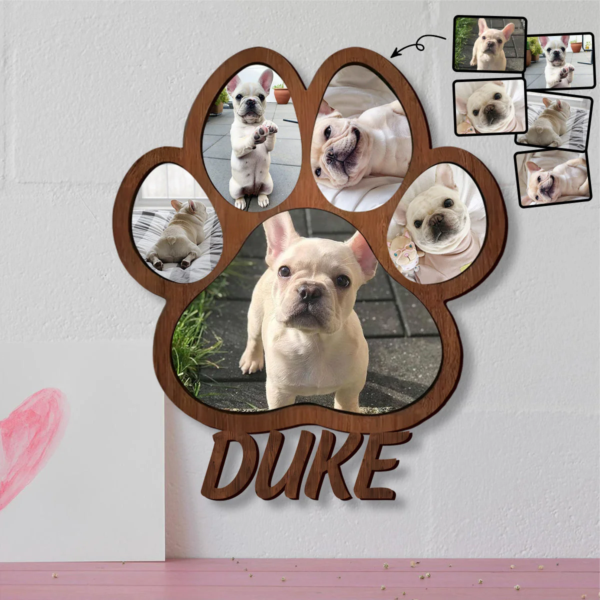Custom Name Photo Personalized Paw Shape Picture Frame Gift For Dog Lover - Image 3