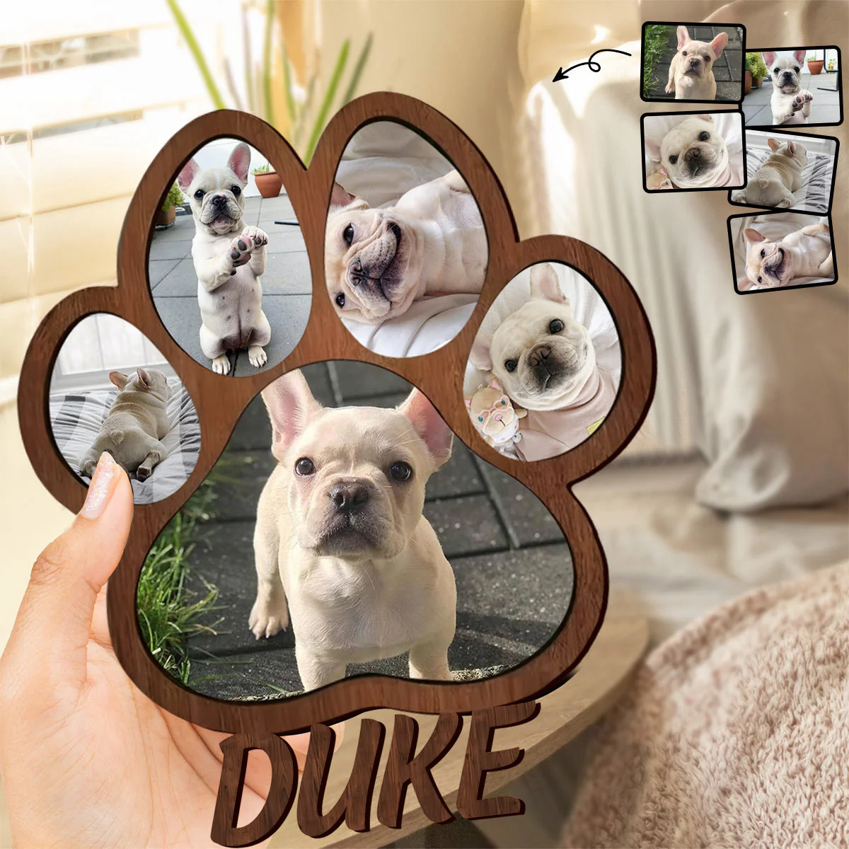 Custom Name Photo Personalized Paw Shape Picture Frame Gift For Dog Lover - Image 5