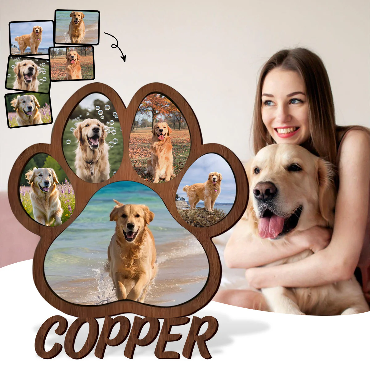 Custom Name Photo Personalized Paw Shape Picture Frame Gift For Dog Lover - Image 6