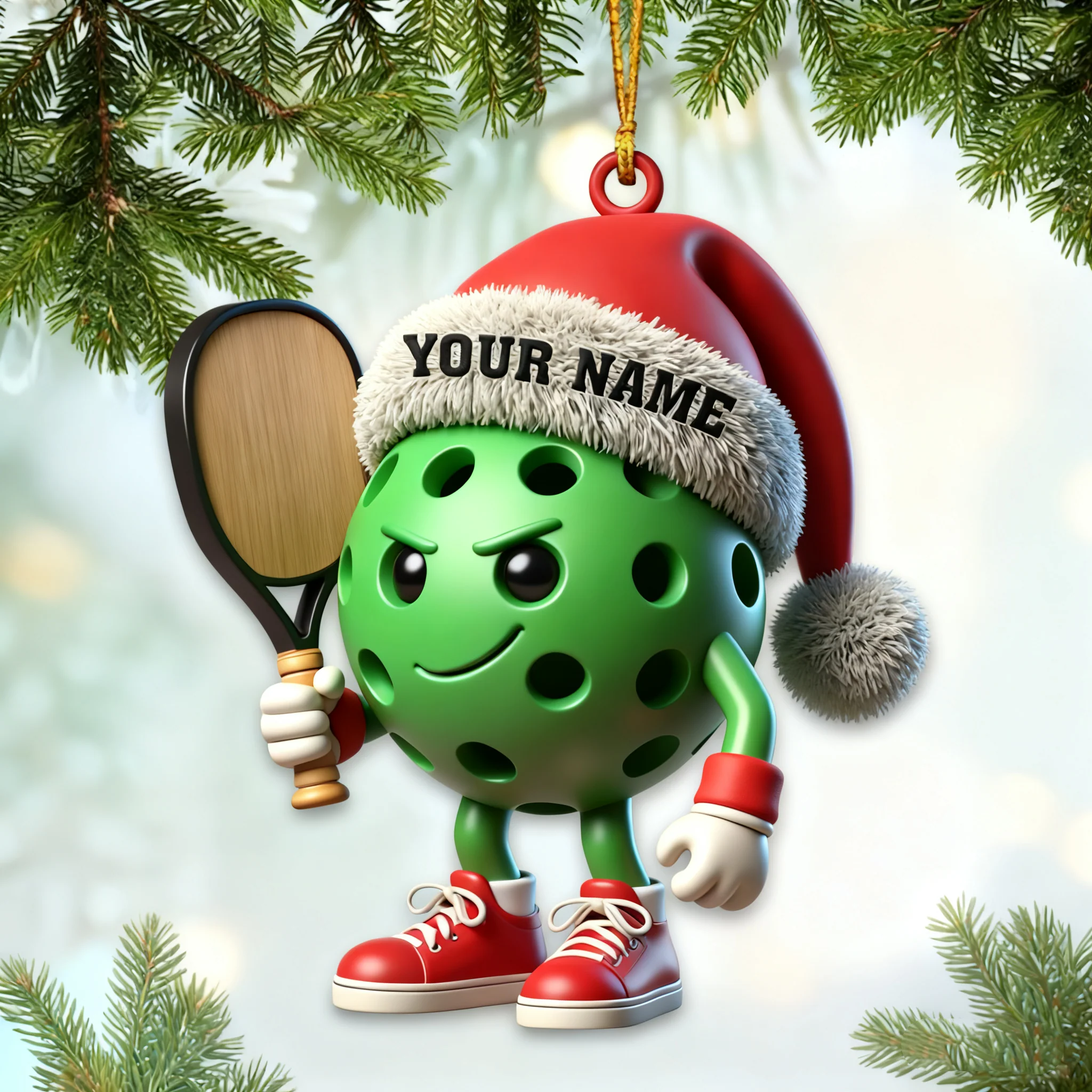 Custom Name Pickle Ball Ornament, Christmas Gift Decoration - Image 2