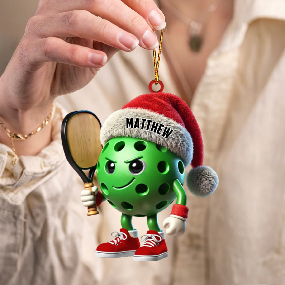 Custom Name Pickle Ball Ornament, Christmas Gift Decoration - Image 6