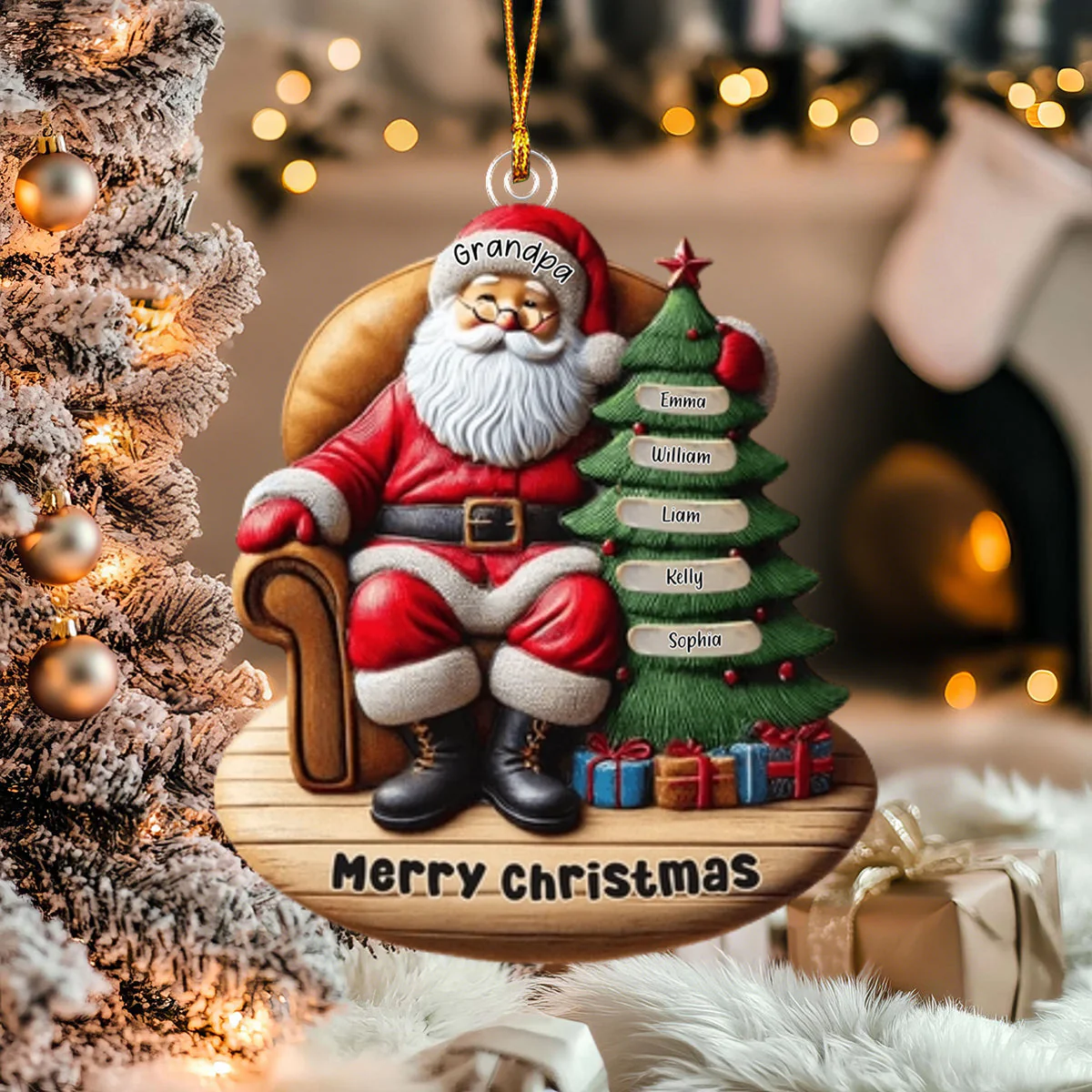 Custom Name Santa and Kids - Personalized Christmas Ornament Gift for Family - Image 4