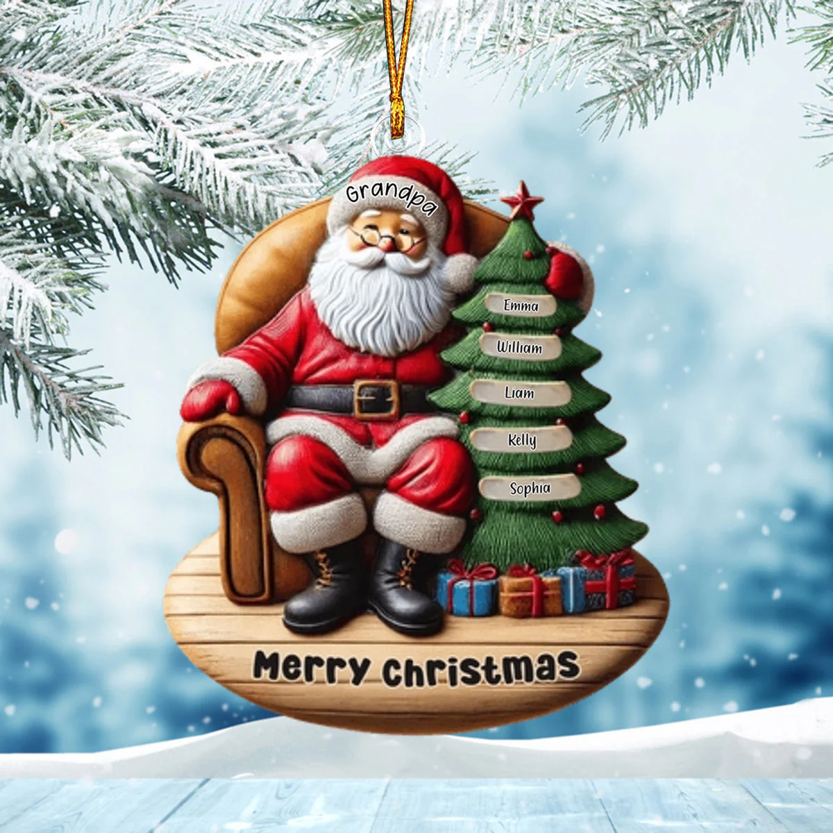 Custom Name Santa and Kids - Personalized Christmas Ornament Gift for Family - Image 5
