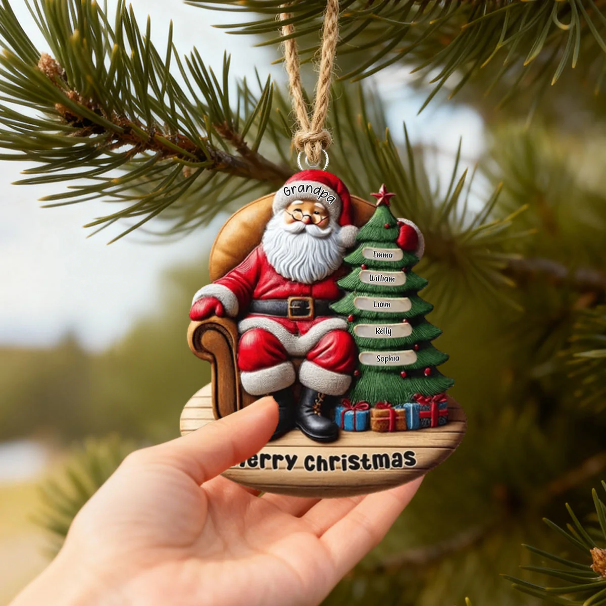Custom Name Santa and Kids - Personalized Christmas Ornament Gift for Family - Image 6