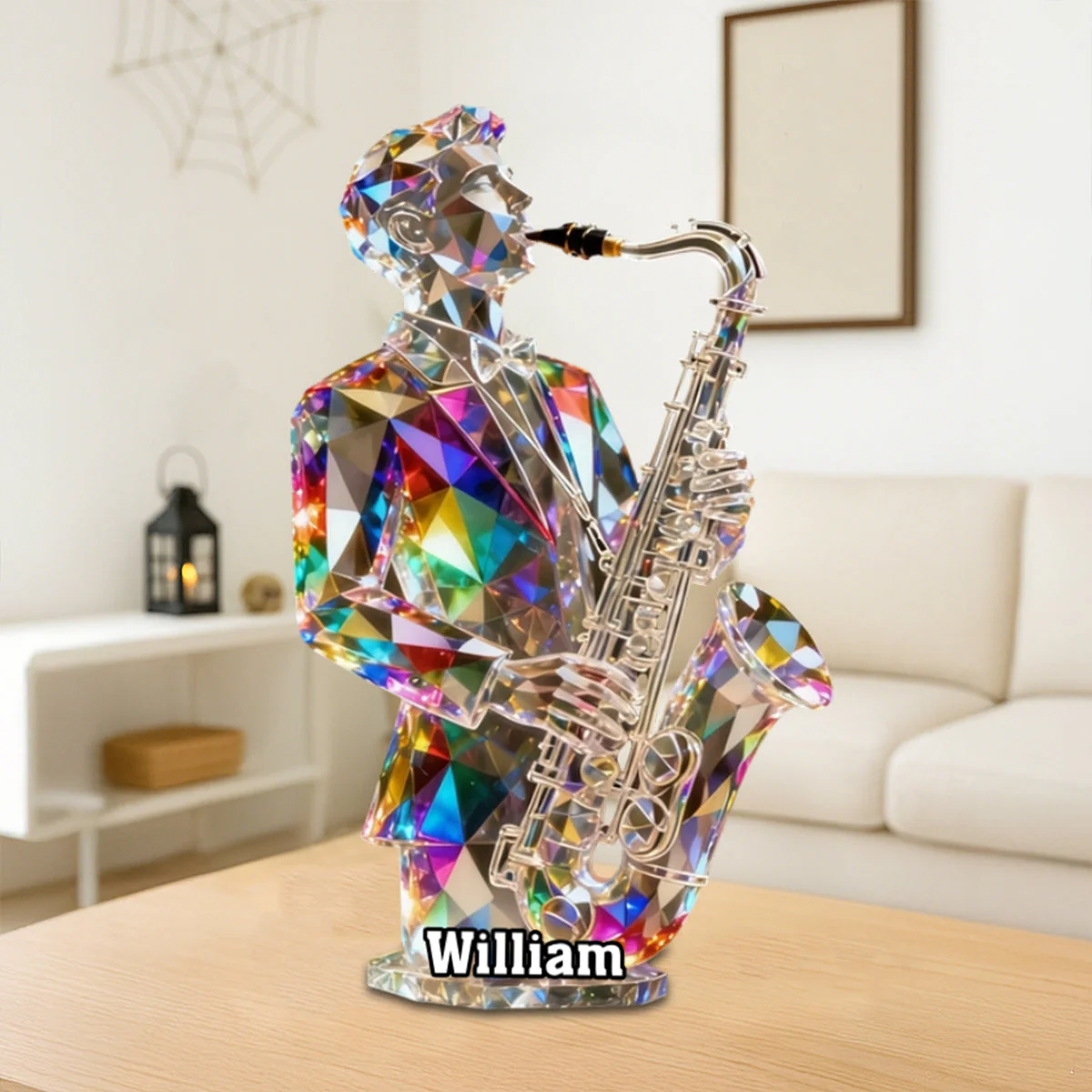 Custom Name Saxophonist Stained Glass Effect Acrylic Plaque,Personalized Musician Gift - Image 2