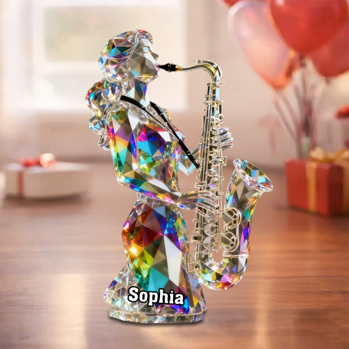 Custom Name Saxophonist Stained Glass Effect Acrylic Plaque,Personalized Musician Gift - Image 4