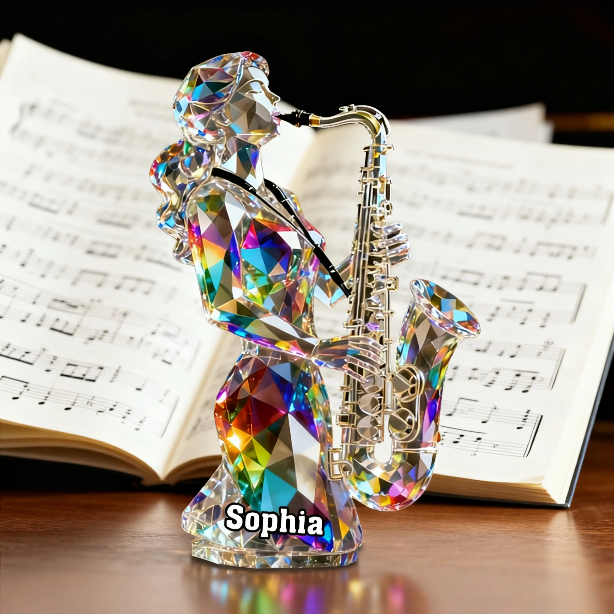 Custom Name Saxophonist Stained Glass Effect Acrylic Plaque,Personalized Musician Gift - Image 6