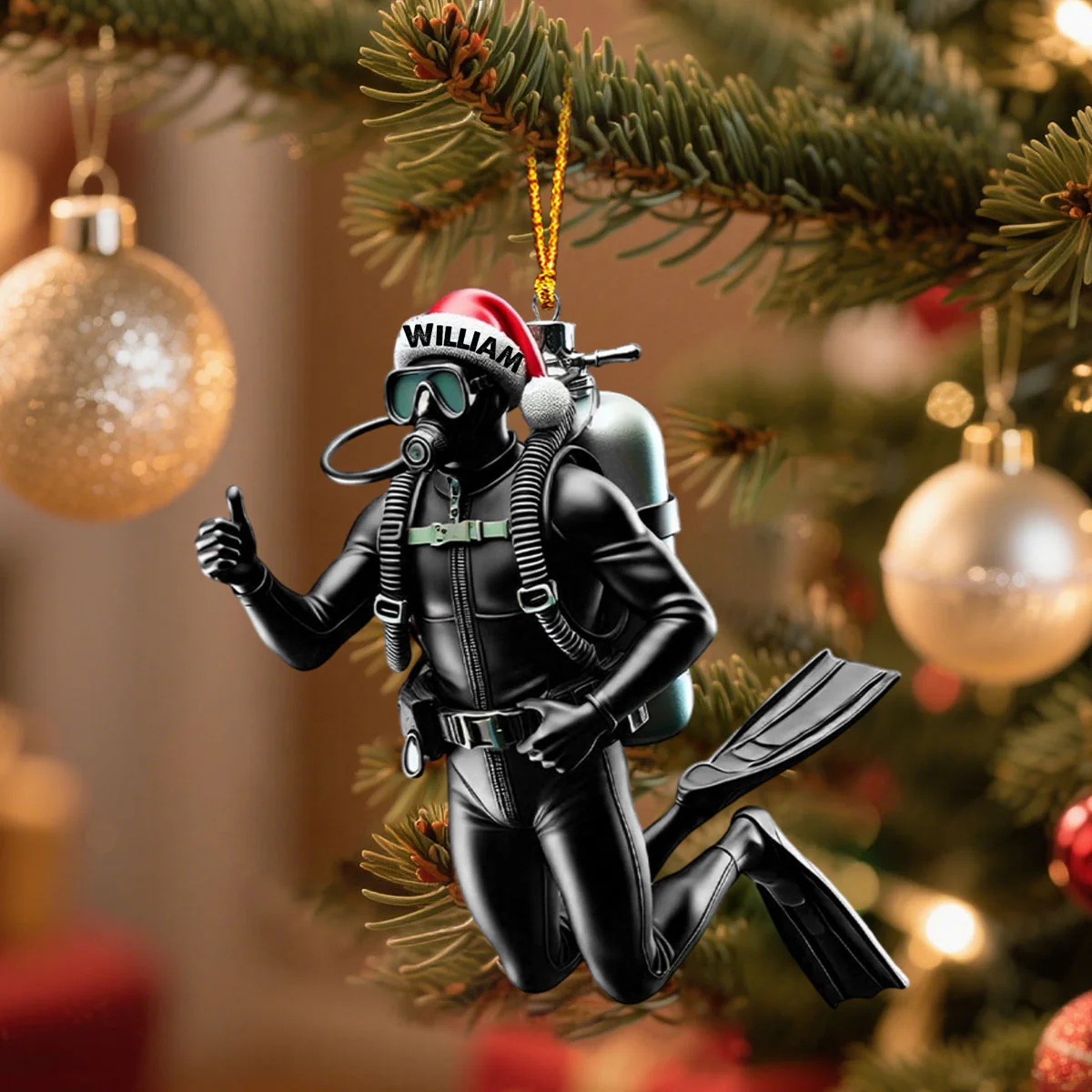 Custom Name Scuba Diving Ornament Personalized Ornament Christmas Gift for Diver - Image 2