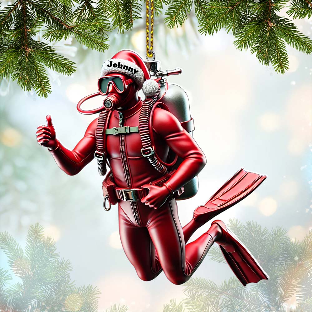 Custom Name Scuba Diving Ornament Personalized Ornament Christmas Gift for Diver - Image 4